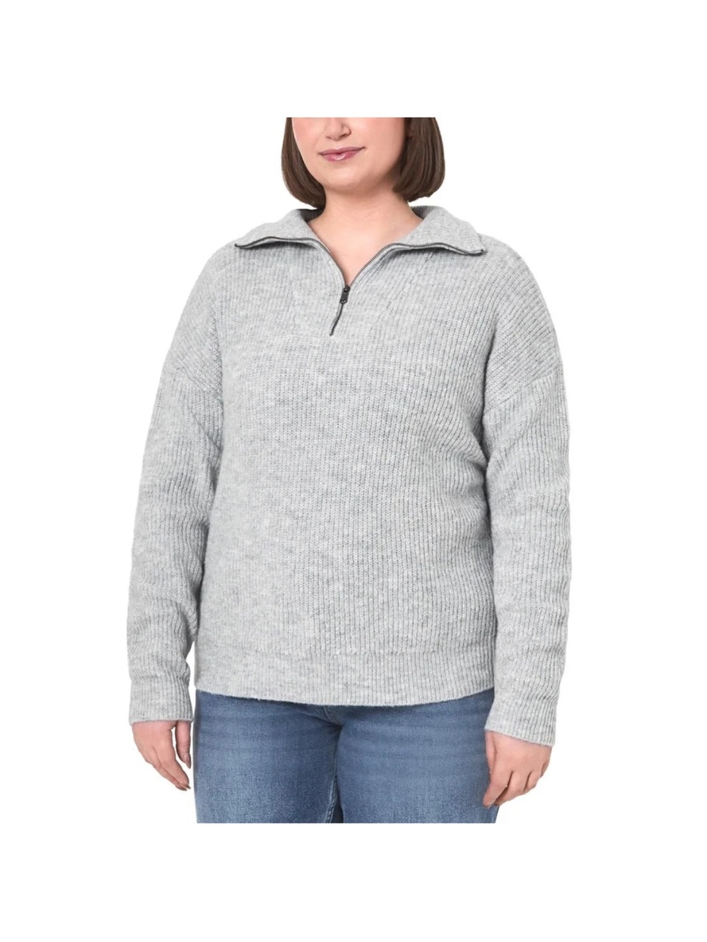 NWT Modern Ambition Quarter-Zip Pullover Sweater - Light Gray